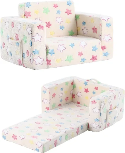 Vista 13 de Tiita Sofá para Niños, Silla Sofá para Niños 2 en 1, Sofá Convertible para Niños Pequeños a Tumbona, Sofá de Bebé Desplegable, Cama Silla