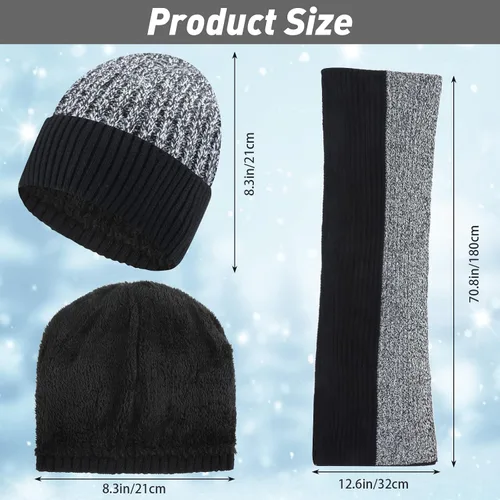 Vista 2 de Gorro de invierno, bufanda, calcetines, guantes para pantalla táctil, calentadores de oídos, conjuntos de gorros de punto con forro polar