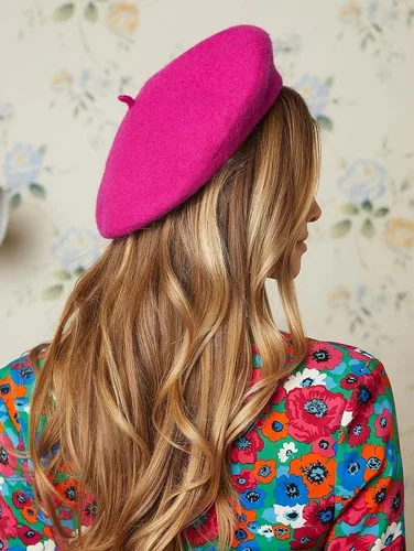 Vista 48 de Boina de lana francesa para mujer, gorra de invierno clásica de color sólido