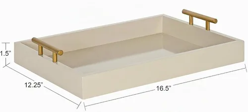 Vista 5 de Kate and Laurel - Bandeja decorativa de madera con asas de metal