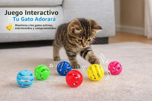 Vista 2 de bulk buys Juego de juguetes para gatos con bolas con campanas, razas medianas