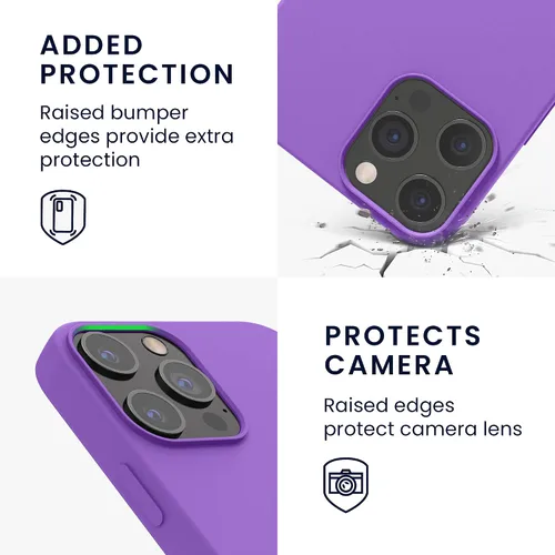 Vista 3 de kwmobile Funda compatible con Apple iPhone 12 Pro Max, funda de silicona TPU con acabado suave, color morado orquídea
