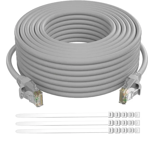Vista 11 de Adoreen Cable Ethernet Cat 6 de 15 pies, negro, para exteriores e interiores, cable de red RJ45 largo redondo y sin enganches, POE, cable