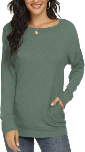 Vista 3 de YSYOKOW Women Long Sleeve Shirts Casual Tops Dressy Blouses Fashion Tunic with Pockets