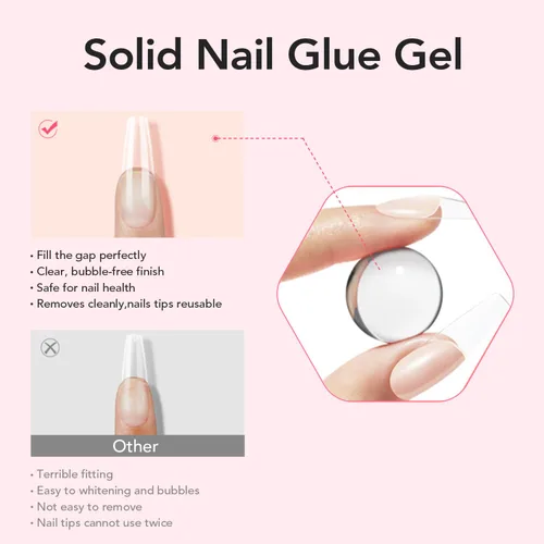 Vista 3 de Pegamento de uñas sólido CurvLife para uñas a presión, 15g de pegamento de gel sólido Curv Life para puntas de uñas, kit de pegamento sólido