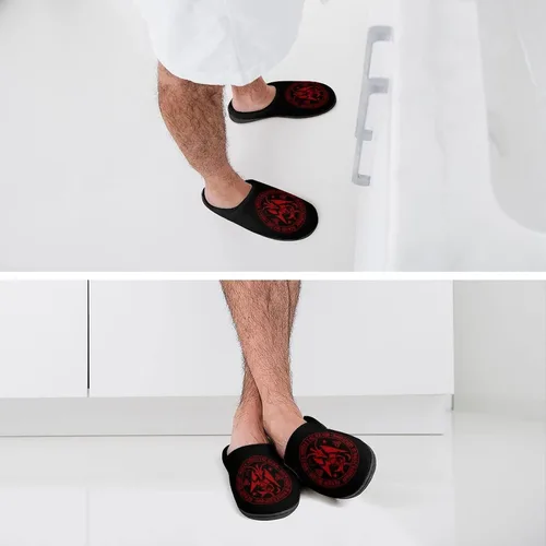 Vista 3 de Zodiac Baphomet - Pantuflas de algodón para hombre, de espuma viscoelástica, lavables, antideslizantes, para casa
