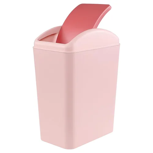 Vista 8 de bote de basura, tapa de plástico, 4 galones/15 litros Material plástico, diseño de tapa giratoria, cubo de basura de plástico, ideal para baño
