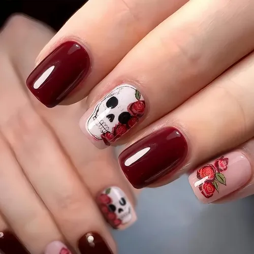 Vista 50 de CurvLife - Uñas postizas cuadradas cortas a presión, color blanco brillante Cuadrado Gradiente Blanco