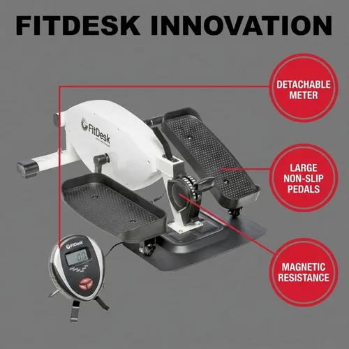 Vista 7 de FitDesk Under Desk Bike Exercise Machine, Compact Magnetic Pedal Exerciser, Mini Elliptical, Quiet Seated Cardio Trainer for Home Office Workouts