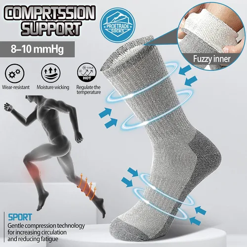 Vista 4 de ProEtrade 4 Pairs Merino Wool Hiking Socks Thermal Warm Winter Cushion Moisture Wicking Boot Socks for Men