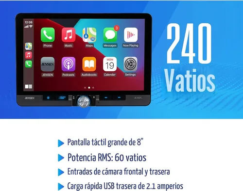 Vista 4 de Jensen J1CA10FL 10.1" Apple CarPlay Android Auto Single/Double DIN inalámbrico Fits single or double DIN, wired or wireless Certified Apple