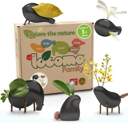 Vista 7 de Taksa Toys Locomo Family - 1 figuras educativas de Waldorf de juego al aire libre, juguetes Montessori de animales de madera para niños de 3, 4, 5