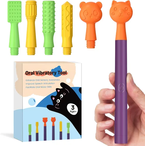 Vista 10 de Kit de estimulación sensorial oral con 6 cabezales texturizados suaves para terapia del habla y apoyo de alimentación, fuerza muscular y mejora