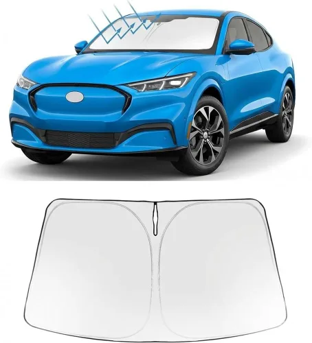 Vista 264 de Proadsy Parasol para parabrisas Rivian R1S 2022-2025 2026 de 4 capas plegable, protector de parasol frontal que bloquea los rayos UV, mantiene