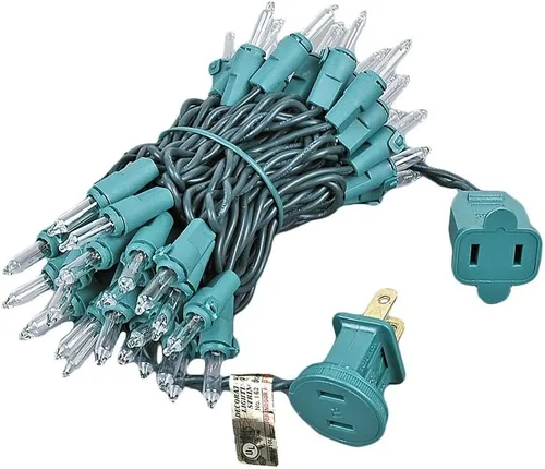 Vista 7 de Novelty Lights 11 pies 50 bombillas Luces mini tradicionales incandescentes, transparentes en cable verde con espaciado de 2.5", grado comercial