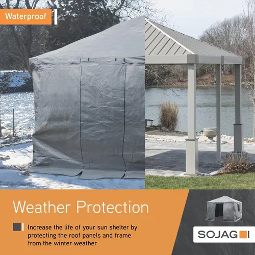 Vista 5 de Sojag Cubierta de invierno para cenadores, accesorio impermeable de 8 x 8 pies con puerta enrollable y paneles ventilados, almacenamiento al aire