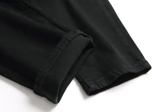 Vista 8 de RXXKKK Jeans clásicos de motociclista con cremallera y ajuste regular para hombre