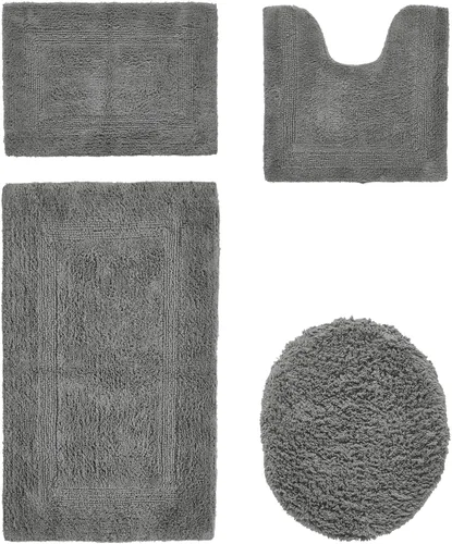 Vista 13 de Better Trends Juego de 4 alfombras de baño de lujo, 100% algodón, suaves, absorbentes de agua, reversibles, lavables a máquina, para decoración