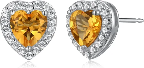 Vista 20 de Amazon Essentials Aretes de plata de ley con halo de corazón de zafiro blanco, (anteriormente colección Amazon)