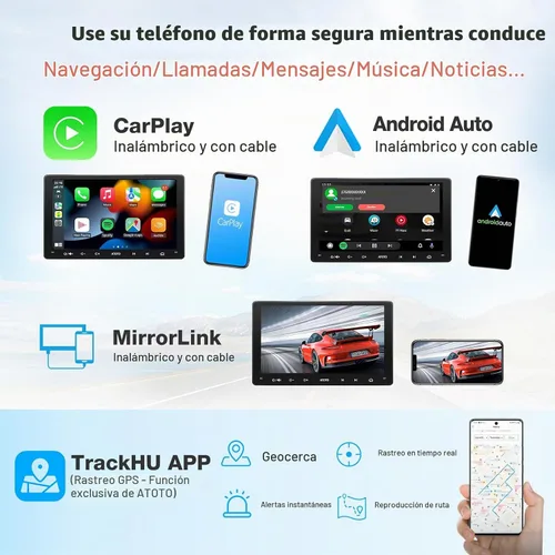 Vista 3 de ATOTO A6 PF Estéreo Android para automóvil, radio doble DIN, CarPlay inalámbrico y Android Auto inalámbrico, Mirror Link, seguimiento