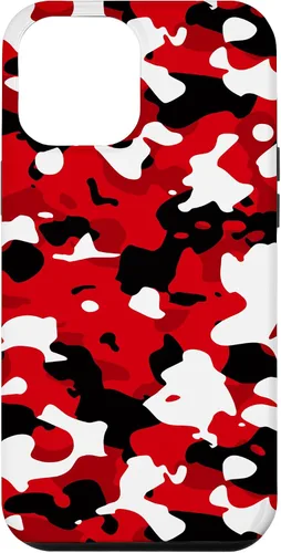 Vista 26 de iPhone 16 Negro + Blanco + Rojo Camuflaje Patrón Funda