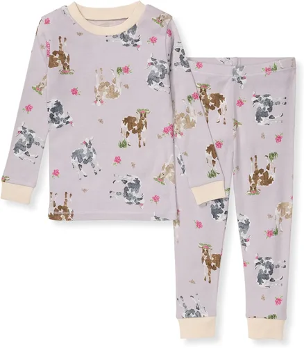 Vista 30 de Burt's Bees Baby Pijama de algodón orgánico para niñas, conjunto de pijama 100% algodón para niños pequeños y niños, tela suave y elástica Trébol