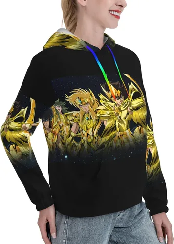 Vista 3 de Saint Anime Seiya - Sudadera con capucha para mujer, casual, manga larga, con cordón