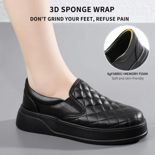 Vista 4 de mznrjoa Mocasines para mujer Penny Comfort plataforma de cuero y zapatos elegantes sin cordones
