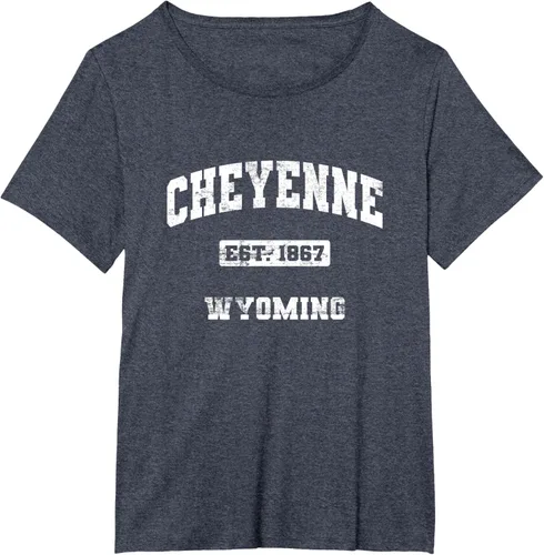 Vista 34 de Cheyenne Wyoming WY vintage state Camiseta de estilo atlético, Negro