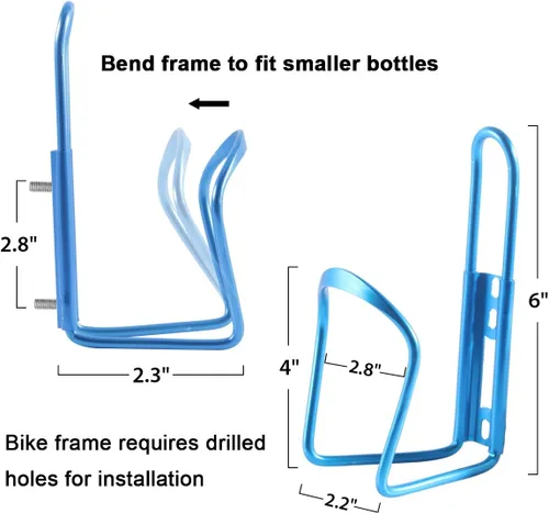 Vista 4 de Soporte ligero de aleación de aluminio para botella de agua para bicicleta, paquete de 2 para MTB y bicicleta de carretera