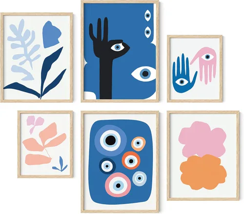 Vista 9 de HAUS AND HUES Decoración de Pared Naranja Arte de Galería Juego de 6 - Pósteres para Estética de Habitación Psicodélica, Arte de Pared Rosa y 70 s
