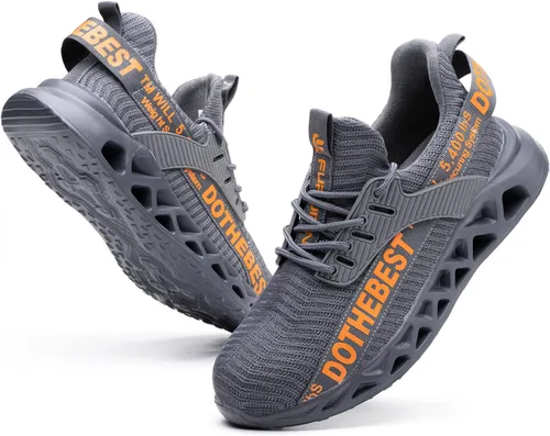 Vista 26 de Furuian - Tenis con punta de acero para hombres y mujeres, zapatos de seguridad ligeros, cómodos, a prueba de pinchazos, zapatos de trabajo