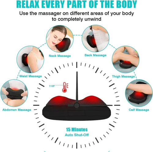 Vista 4 de Shiatsu Back Massager with Heat for Neck and Back Pain Relief