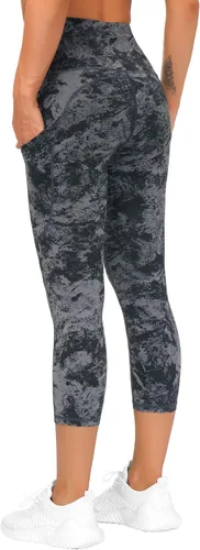 Vista 4 de The Gym People Pantalones deportivos gruesos de tiro alto, con bolsillos y control de abdomen, leggings para entrenar, correr, hacer yoga, para mujer
