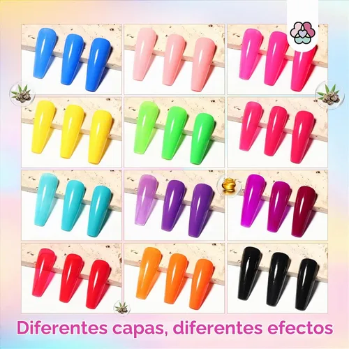 Vista 3 de SAVILAND Juego de esmaltes de uñas de neón: 12 colores brillantes de esmalte de uñas de verano con 2 piezas de capa base y capa superior rosa