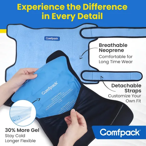 Vista 3 de Comfpack Bolsa de hielo para cadera, manga de compresión fría de gel para lesiones, cirugía de repuesto, ciática, bursitis, dolor flexor de cadera