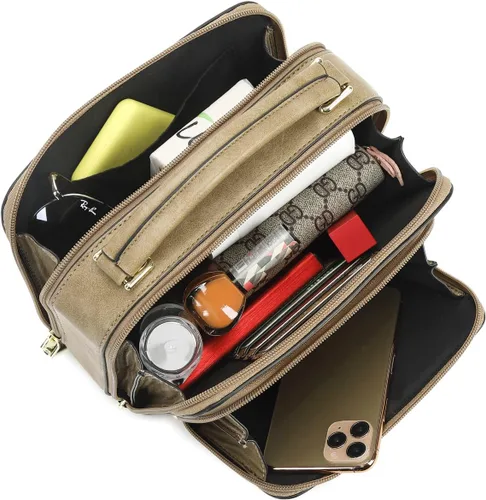 Vista 5 de Bolsos cruzados para mujer, diseño moderno, bolso de hombro, bolso de mano, bolsa de mano con doble cremallera y asa superior