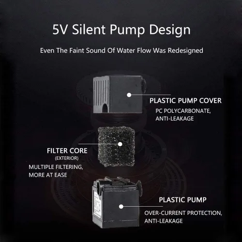 Vista 5 de REAGAR Fuente de agua de cerámica para gatos con 2 juegos de filtros de repuesto y dispensador automático de agua para gatos, diseño fácil