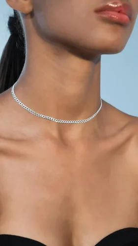 Vista 5 de Miabella Figaro de plata de ley 925, con cuentas de Singapur, brillante, cadena de eslabones cubanos, gargantilla ajustable para mujer, fabricada