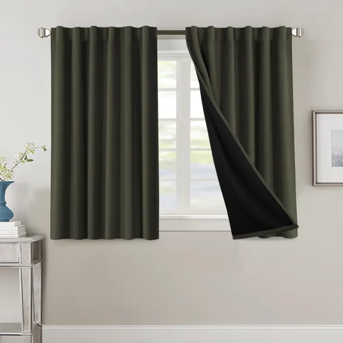 Vista 33 de H.VERSAILTEX Cortinas 100% opacas para dormitorio con forro negro, cortinas de oscurecimiento de habitación completa, con aislamiento térmico