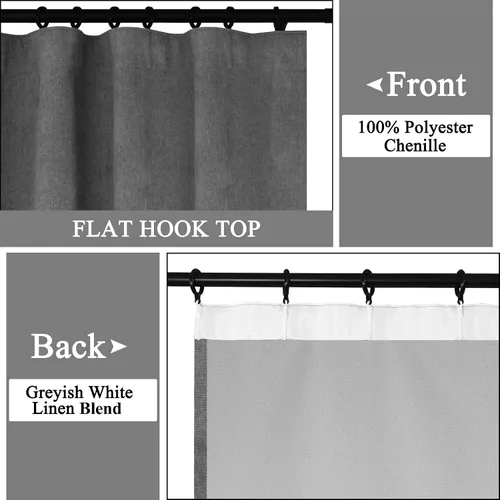 Vista 2 de Fcosie Cortinas opacas 100% de lino sintético para sala de estar, cortinas de 63 pulgadas de largo con aislamiento térmico para comedor, lavandería