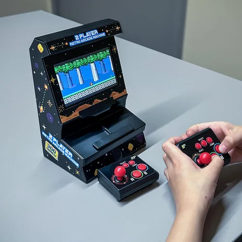 Vista 3 de Mini arcade machine with 300 retro games - Wireless mini arcade machine for 2 players - Handheld retro game console with TV connection and 4.3