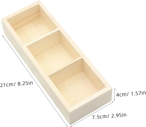 Vista 2 de Tea Bag Holder Organizer 3 Compartment Solid Wood Box