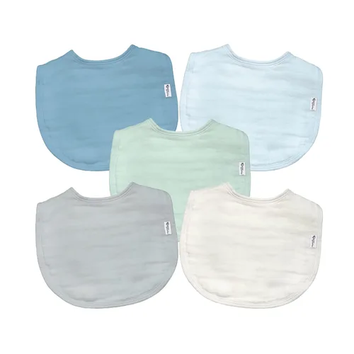 Vista 7 de green sprouts Baberos de muselina hechos de algodón orgánico (5 unidades) 4 capas absorbentes que protegen de resfriados, goteos y babas 100%