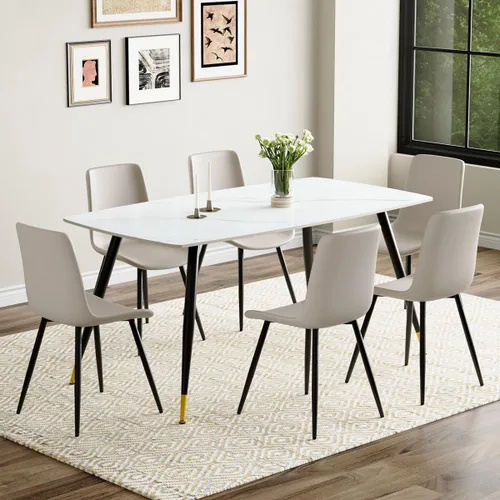 Vista 55 de Juego de 4 mesas de comedor negras para mesa de comedor de 4,50 pulgadas para 4, sillas de cocina de piedra sinterizada, fácil de montar, adecuado