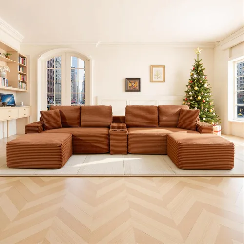 Vista 29 de Sofá seccional Cloud de 108 pulgadas, sofá seccional modular moderno con asiento profundo, sofás de pana sin estructura con chaise en forma de L