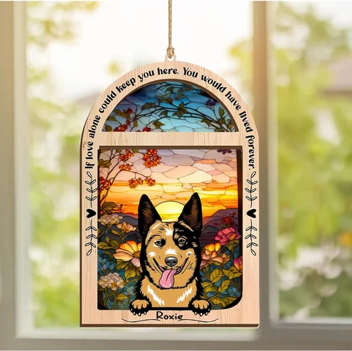 Vista 321 de LOVELYPOD Adorno de Navidad personalizado de sabueso afgano, atrapasoles con nombre, regalos de pérdida de mascotas, regalos para amantes