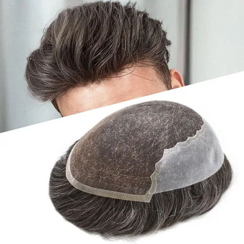 Vista 54 de Mens Toupee Human Hair Replacement System Swiss Lace Toupee For Men Hair Piece Protesis Capilar Mens Hairpiece 5X7#1 Jet Black 120% Density