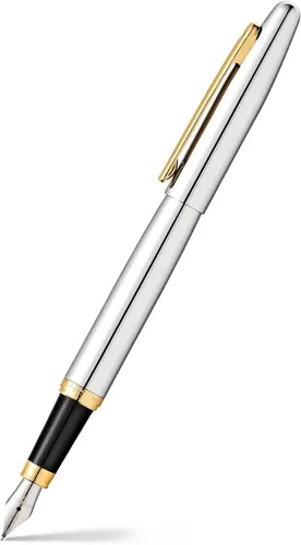 Vista 29 de Sheaffer VFM - Pluma estilográfica con acabado mate negro, detalles cromados, con punta mediana