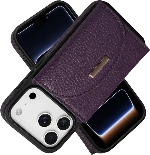 Vista 58 de Funda tipo cartera de Keallce para iPhone 14 Pro de 6.1 pulg., funda con tapa y ranuras para tarjetas, soporte con anillo, funda protectora de piel